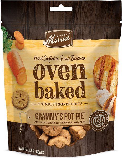 Merrick Oven Baked Grammy's Pot Pie w/ Real Chicken, Carrots & Peas Dog Treats, 11-oz bag slide 1 of 9
