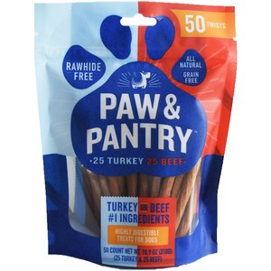 Paw & Pantry Turkey & Beef Twists Grain-Free Dog Treats, 50 count