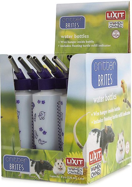 Lixit Critter Brite Small Animal Cage Water Bottle Pack, 8-oz, 12 count slide 1 of 1