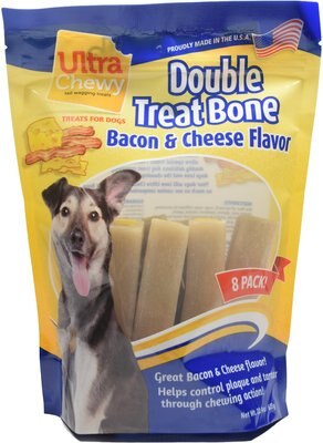 Ultra Chewy Double Treat Bone Bacon & Cheese Flavor Dog Treats, slide 1 of 1