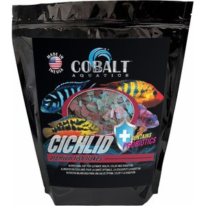 Cobalt Aquatics Cichlid Premium Fish Flakes Fish Food, 16-oz tub