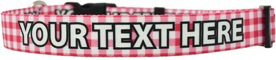 Yellow Dog Design Gingham Polyester Personalized Standard Dog Collar, slide 1 of 1