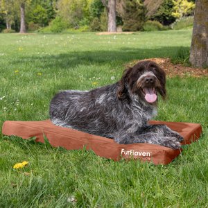 FurHaven Deluxe Oxford Orthopedic Indoor/Outdoor Dog & Cat Bed w/ Removable Cover, Large, Chestnut
