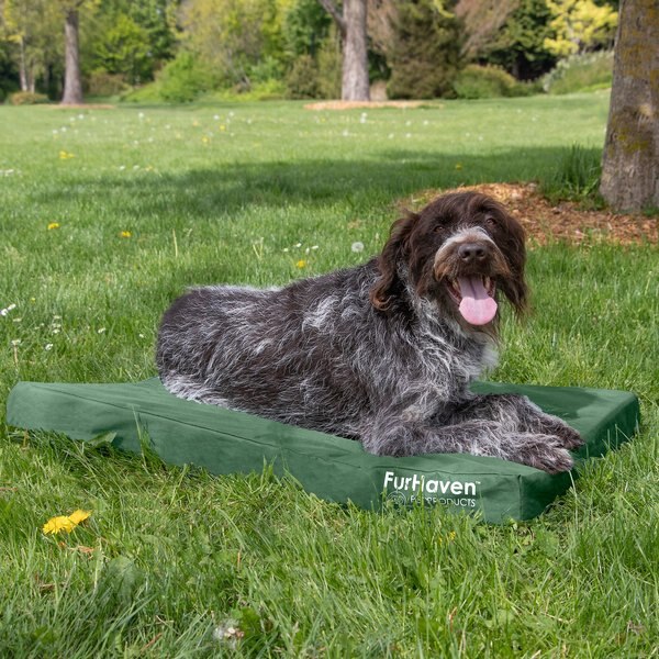 FurHaven Deluxe Oxford Orthopedic Indoor/Outdoor Dog & Cat Bed w/ Removable Cover, Large, Forest slide 1 of 9