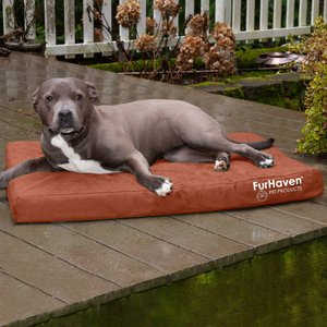 FurHaven Deluxe Oxford Memory Foam Indoor/Outdoor Dog & Cat Bed w/ Removable Cover, Large, Chestnut
