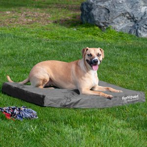 FurHaven Deluxe Oxford Cooling Gel Indoor/Outdoor Dog & Cat Bed w/ Removable Cover, Large, Stone Grey