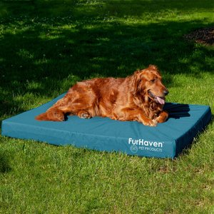 FurHaven Deluxe Oxford Cooling Gel Indoor/Outdoor Dog & Cat Bed w/ Removable Cover, Jumbo, Deep Lagoon