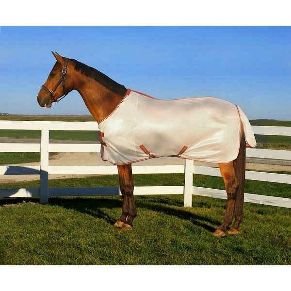 TuffRider Power Mesh Detachable Neck Fly Sheet with Free Fly Mask with Ears White 72