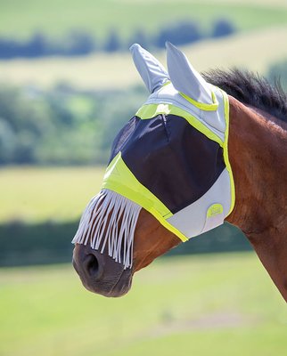 Shires Equestrian Products Air Motion Horse Fly Mask w/ Ear & Nose Fringe, Lime, slide 1 of 1