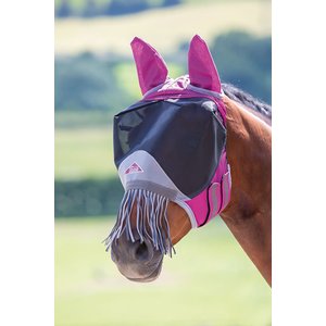 Shires Deluxe Horse/Pony Fly Mask With Ears & Nose UV Protection PurpleGreen 