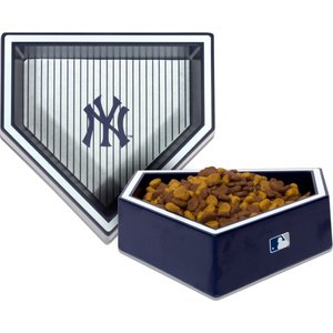 Nap Cap MLB Home Plate Non-Skid Melamine Dog & Cat Bowl, New York Yankees, 3-cup