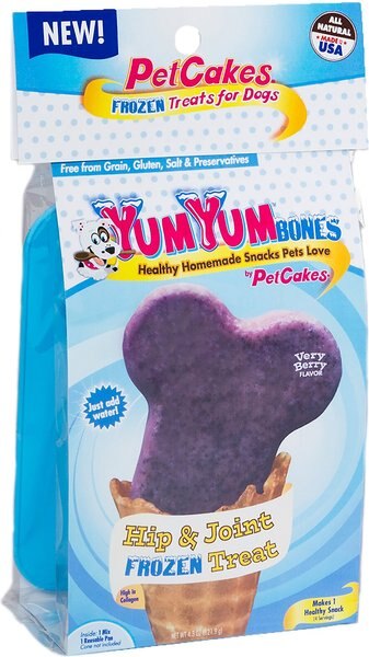 PetCakes YumYum Bones Very Berry Flavor Hip & Joint Frozen Yogurt Mix With Bone Shaped Pan Dog Treats, 4.3-oz box slide 1 of 3