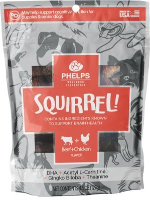 Phelps Wellness Collection Squirrel! Beef & Chicken Flavor Dog Treats, 4-oz bag, slide 1 of 1