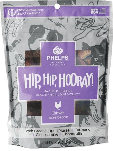 Phelps Wellness Collection Hip, Hip, Hooray! Chicken Recipe Dog Treats, 4.5-oz bag slide 1 of 5