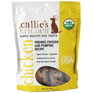 Callie's Kitchen Organic Chicken & Pumpkin Recipe Dog Treats, 4-oz bag