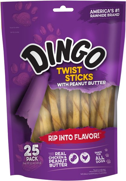 Dingo Twist Sticks Peanut Butter Dog Treats, 25 count slide 1 of 6