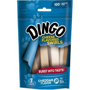 Dingo Cheese Flavored Swirls Cheddar Flavor Dog Treats, 7 count