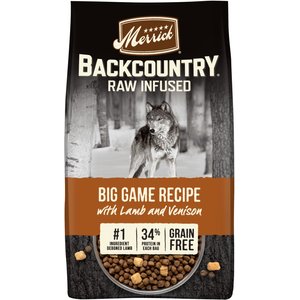 Merrick Backcountry Freeze-Dried Raw Grain-Free Big Game Recipe with Lamb, Wild Boar & Venison Dry Dog Food, 4-lb bag