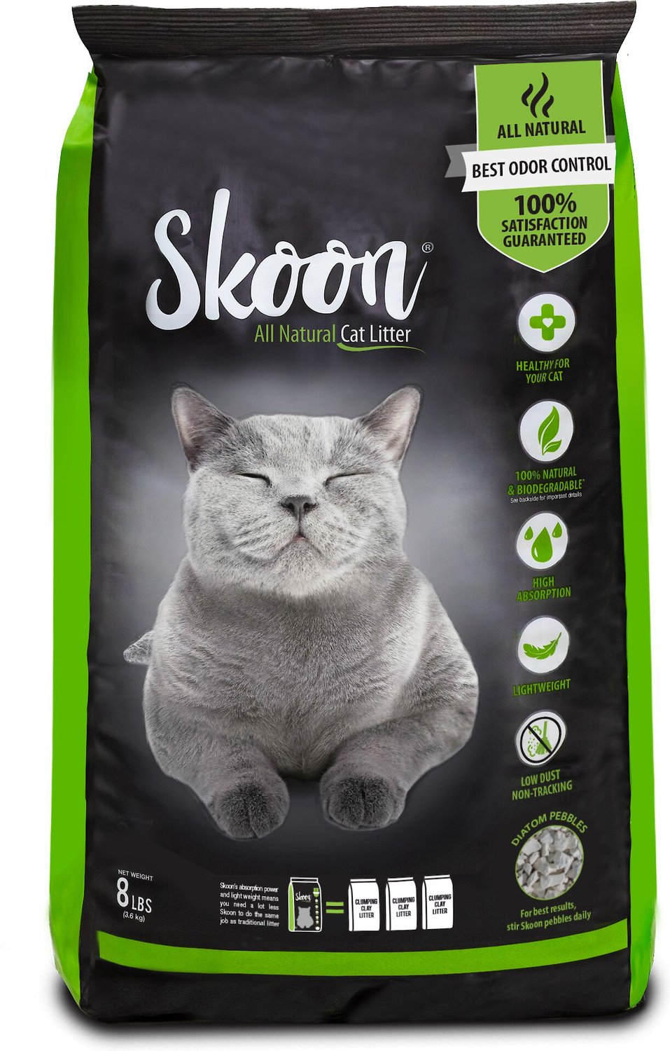 SKOON Unscented NonClumping Clay Cat Litter, 8lb bag