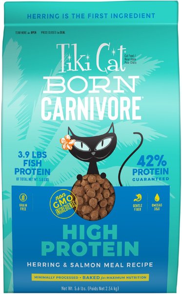 Tiki Cat Born Carnivore Herring & Salmon Grain-Free Dry Cat Food, 5.6-lb bag slide 1 of 9