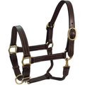 Derby Originals Coventry Triple Stitch Adjustable Leather Horse Halter, Dark Brown, Full