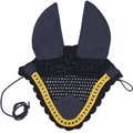 Derby Originals Paris Tack Premium Show Crochet Horse Fly Veil Bonnet w/ Crystal Brow & Soft Knit Ears, Navy, Full Horse