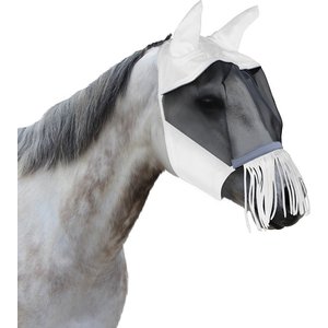 Derby Originals Reflective Horse Fly Mask w/ Ear & Nose Fringe, White, Pony