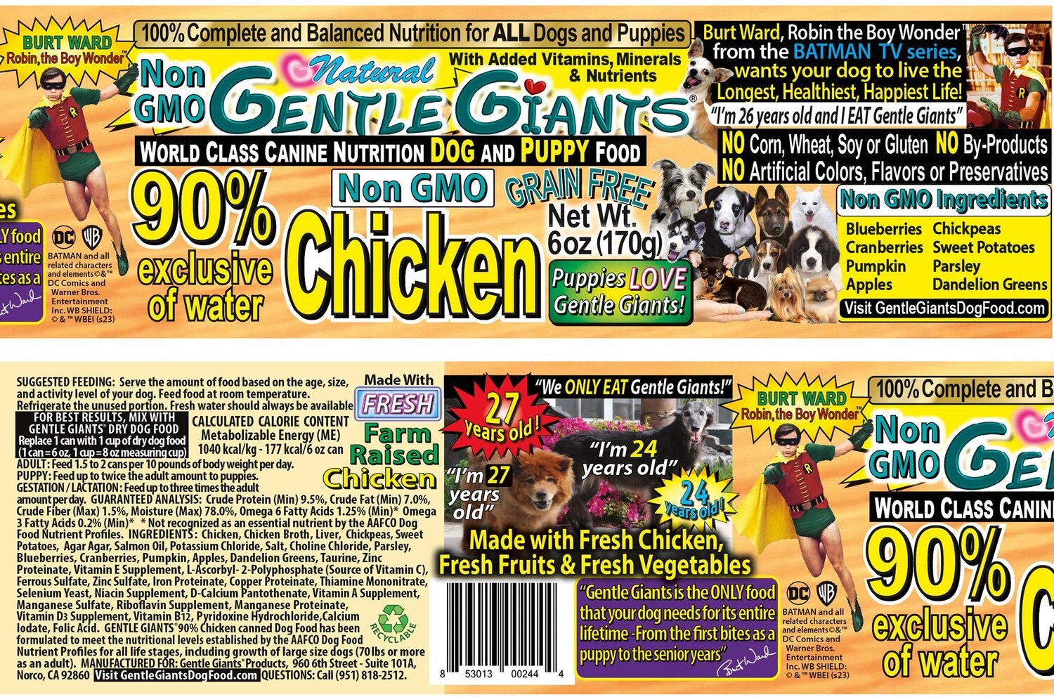 GENTLE GIANTS 90% Chicken Grain-Free Wet Dog Food, 6-oz ...
