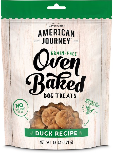 American Journey Duck Recipe Grain-Free Oven Baked Crunchy Biscuit Dog Treats, 16-oz bag slide 1 of 7