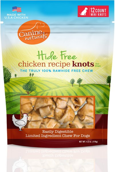 Canine Naturals Hide Free Chicken Recipe Mini Knot Dog Chew Treat, 12 count slide 1 of 10