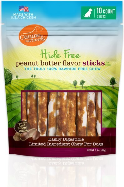 Canine Naturals Hide Free Peanut Butter Flavor Stick Dog Chew Treat, 10 count slide 1 of 10