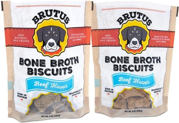 Brutus Broth Bone Broth Biscuits Beef Flavor Dog Treats, 8-oz, 2 count slide 1 of 4