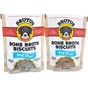 Brutus Broth Bone Broth Biscuits Beef Flavor Dog Treats, 8-oz, 2 count