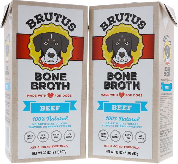 Brutus Broth Bone Broth Beef Flavor Hip & Joint Human-Grade Dog Food Topper, 32-oz, 2 count slide 1 of 6