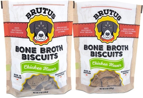 Brutus Broth Bone Broth Biscuits Chicken Flavor Dog Treats, 8-oz, 2 count slide 1 of 4