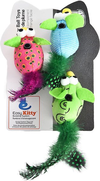 Easy Kitty Bug Eye Feather Mice Cat Toys, 9 count slide 1 of 8