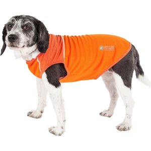 Pet Life Active Aero-Pawlse Heathered Quick-Dry 4-Way Stretch-Performance Dog T-Shirt, Orange, Large