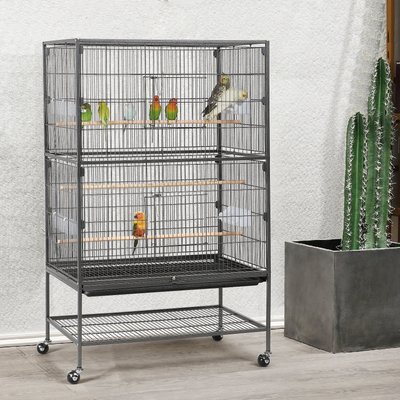 Yaheetech 52-in Rolling Bird Cage, Hammered Black, Large, slide 1 of 1