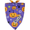 Frisco Halloween Pumpkins Personalized Dog & Cat Bandana, Purple, Large