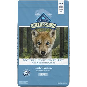 Blue Buffalo Wilderness Nature's Evolutionary Diet Plus Wholesome Grains Chicken, Oats & Barley Dry Puppy Food, 24-lb bag