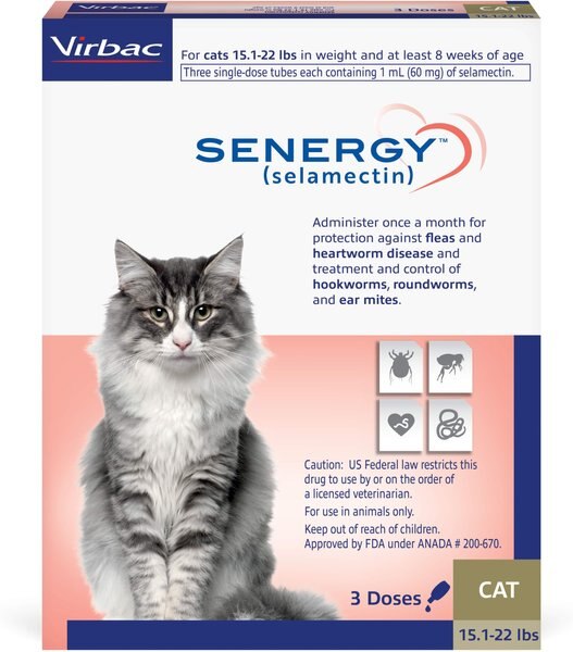 Senergy Topical Solution for Cats,15.1-22 lbs, (Taupe Box), 3 Doses (3-mos. supply) slide 1 of 4