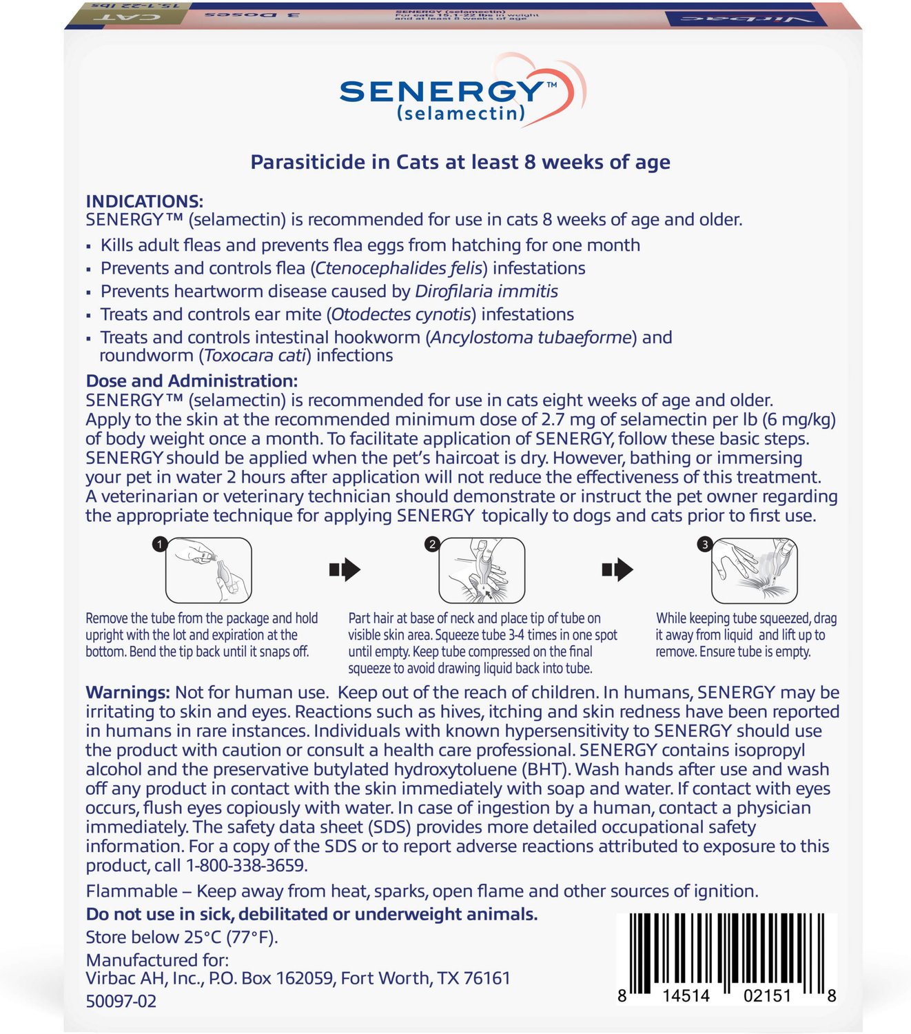 SENERGY Topical Solution for Cats,15.122 lbs, (Taupe Box), 3 Doses (3