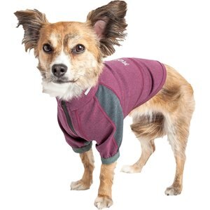 Dog Helios Eboneflow 4-Way-Stretch Dog Yoga T-Shirt, Dark Pink/Grey, X-Small