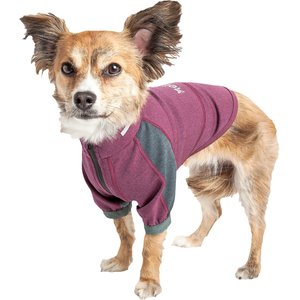 Dog Helios Eboneflow 4-Way-Stretch Dog Yoga T-Shirt, Dark Pink/Grey, Medium