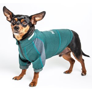 Dog Helios Eboneflow 4-Way-Stretch Dog Yoga T-Shirt, Forest Green/Grey, X-Small