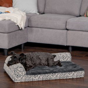 FurHaven Southwest Kilim Orthopedic Deluxe Chaise Dog & Cat Bed, Boulder Gray, Medium