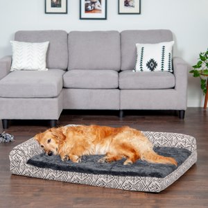 FurHaven Southwest Kilim Orthopedic Deluxe Chaise Dog & Cat Bed, Boulder Gray, Jumbo