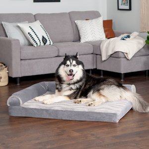 FurHaven Wave Fur & Velvet Orthopedic Deluxe Chaise Dog & Cat Bed, Granite Gray, Jumbo