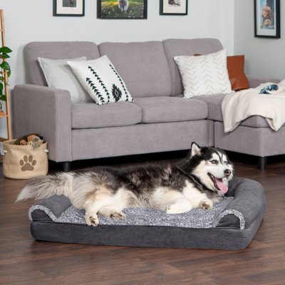 FurHaven Faux Fur & Suede Orthopedic Sofa Dog & Cat Bed, slide 1 of 1