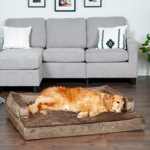 FurHaven Plush & Velvet Orthopedic Comfy Couch Dog & Cat Bed, Almondine, Jumbo